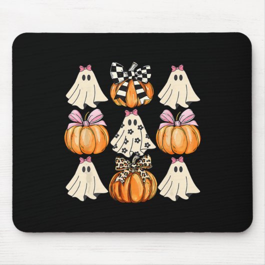 Schattigee Coquette Bows Ghost Pumpkin Seizoen Hal Muismat (Voorkant)