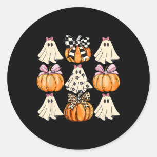 Schattigee Coquette Bows Ghost Pumpkin Seizoen Hal Ronde Sticker