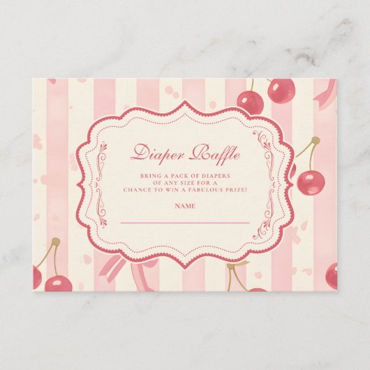 Schattigee Coquette Cherry op Top Baby Diapper Raf Informatiekaartje (Voorkant)