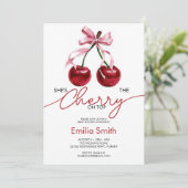 Schattigee Coquette Cherry op Top Baby shower Kaart (Staand voorkant)
