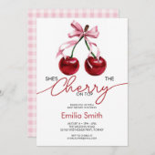 Schattigee Coquette Cherry op Top Baby shower Kaart (Voorkant / Achterkant)