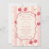 Schattigee Coquette Cherry op Top Baby shower Kaart (Voorkant)