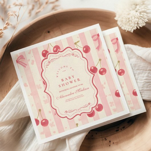 Schattigee Coquette Cherry op Top Baby shower Servet