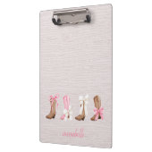 Schattigee Coquette Cowgirl Laarzen Gepersonalisee Klembord (Links)