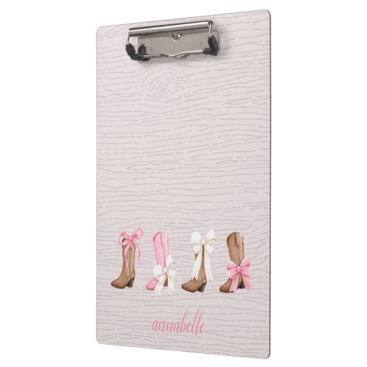 Schattigee Coquette Cowgirl Laarzen Gepersonalisee Klembord (Links)