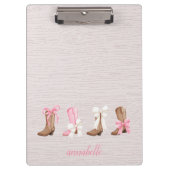 Schattigee Coquette Cowgirl Laarzen Gepersonalisee Klembord (Voorkant)