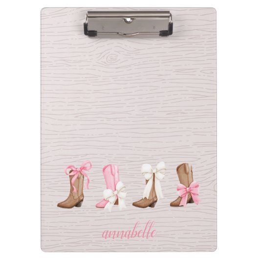 Schattigee Coquette Cowgirl Laarzen Gepersonalisee Klembord (Voorkant)