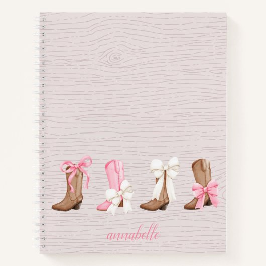 Schattigee Coquette Cowgirl Laarzen Gepersonalisee Notitieboek (Voorkant)