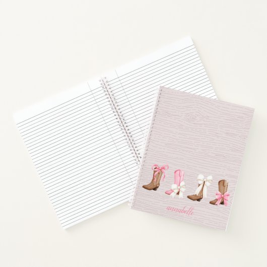Schattigee Coquette Cowgirl Laarzen Gepersonalisee Notitieboek (Binnen)