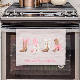 Schattigee Coquette Cowgirl Laarzen Gepersonalisee Theedoek