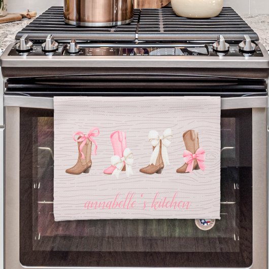 Schattigee Coquette Cowgirl Laarzen Gepersonalisee Theedoek