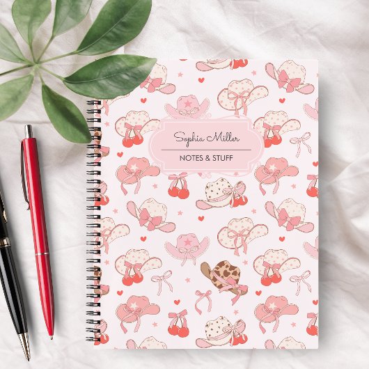 Schattigee Coquette Cowgirl Pet Cherry Bow Monogra Notitieboek