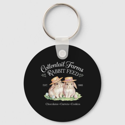 Schattigee Coquette Easter Cottontail Boerderijen Sleutelhanger (Voorkant)