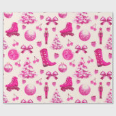 Schattigee Coquette Girly Preppy Roze Kerst Cadeaupapier (Vlak)