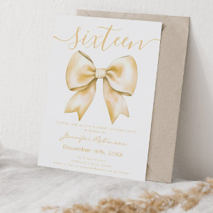 Schattigee Coquette Gold Bow Sweet 16 Verjaardag Kaart