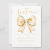 Schattigee Coquette Gold Bow Sweet 16 Verjaardag Kaart (Voorkant)