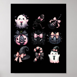 Schattigee Coquette Halloween Bows Zwart Roze Hall Poster