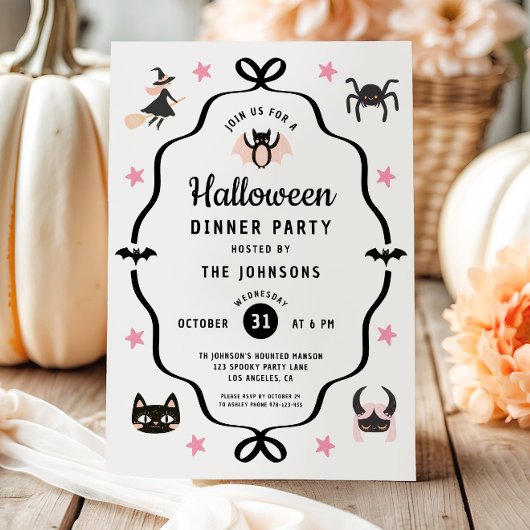 Schattigee Coquette Halloween Dinner Party Kaart