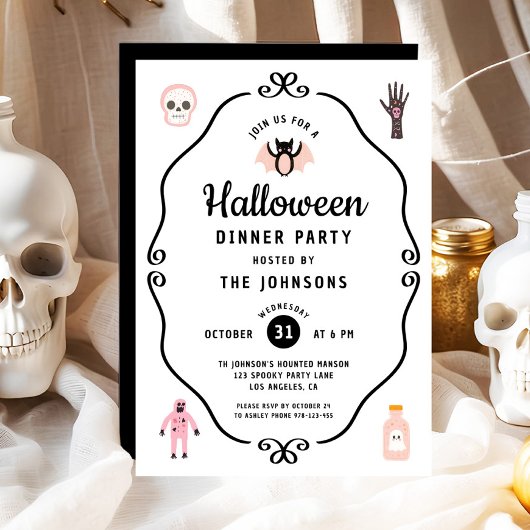 Schattigee Coquette Halloween Dinner Party Kaart