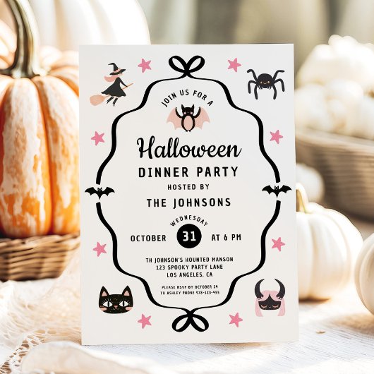 Schattigee Coquette Halloween Dinner Party Kaart