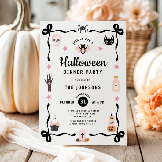 Schattigee Coquette Halloween Dinner Party Kaart