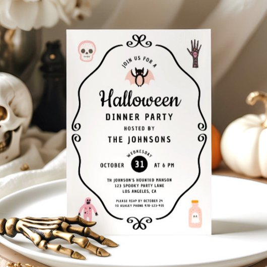 Schattigee Coquette Halloween Dinner Party Kaart