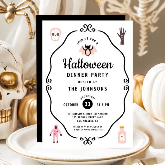 Schattigee Coquette Halloween Dinner Party Kaart