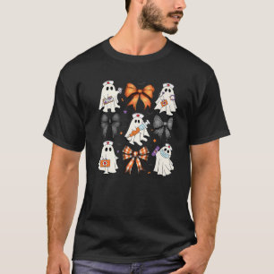 Schattigee Coquette Halloween Girly Nurse Ghost Bo T-shirt