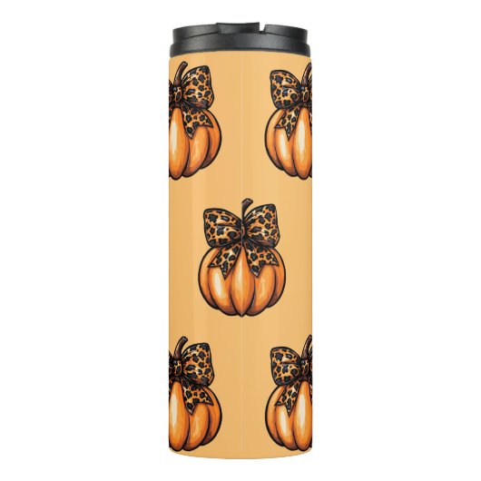 Schattigee Coquette Herfst Halloween Leopart Pompo Thermosbeker (Achterkant)