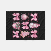 Schattigee Coquette Kerst Roze Bogen Santa Gingerb Fleece Deken (Voorkant (Horizontaal))