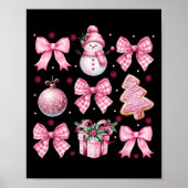 Schattigee Coquette Kerst Roze Bogen Santa Gingerb Poster (Voorkant)