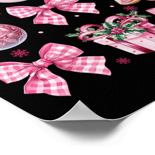 Schattigee Coquette Kerst Roze Bogen Santa Gingerb Poster (Hoek)