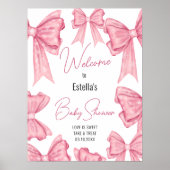 Schattigee Coquette Roze Bow Baby shower Welkomstb Poster (Voorkant)