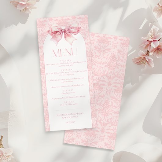 Schattigee Coquette Roze Bow Damask Baby Meisje Do Menu