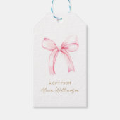 Schattigee Coquette Roze Bow gepersonaliseerd cade Cadeaulabel (Voorkant)