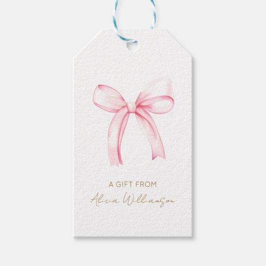 Schattigee Coquette Roze Bow gepersonaliseerd cade Cadeaulabel (Voorkant)