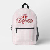 Schattigee Coquette Roze Bow Plaid Gepersonaliseer Bedrukte Rugzak (Voorkant)