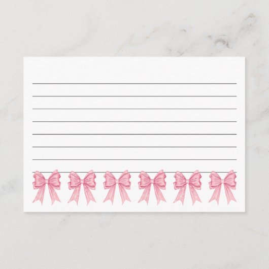 Schattigee Coquette Roze Bow Vrijgezellenfeest Rec Informatiekaartje (Achterkant)