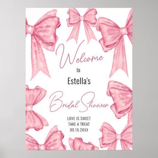 Schattigee Coquette Roze Bow Vrijgezellenfeest Wel Poster (Voorkant)