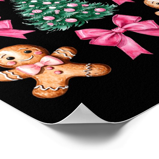 Schattigee Coquette Roze Bow Xmas Gingerbread Man Poster (Hoek)