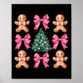 Schattigee Coquette Roze Bow Xmas Gingerbread Man Poster (Voorkant)