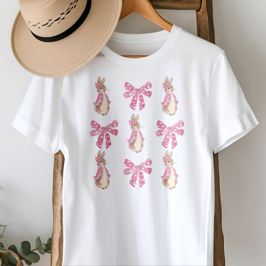 Schattigee Coquette Roze Bunnies en strikken Pasen T-shirt