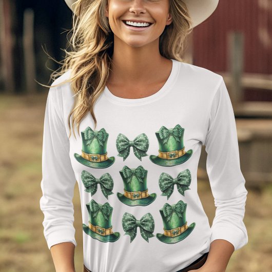 Schattigee Coquette St Patrick's Day Bogen en Pett T-shirt