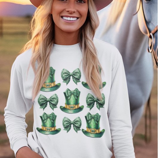 Schattigee Coquette St Patrick's Day Bogen en Pett T-shirt
