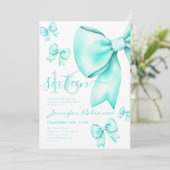 Schattigee Coquette Turquoise Bow Sweet 16 Kaart (Staand voorkant)
