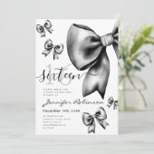Schattigee Coquette Zwart Bow Sweet 16 Kaart (Staand voorkant)