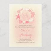 Schattigee Coral Beach bruiloft Bewaar de datum Aankondigingskaart (Voorkant)