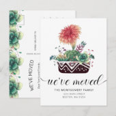 Schattigee Coral Pink Cacti Succulents Bewegende A Aankondigingskaart (Voorkant / Achterkant)