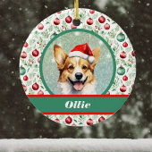 Schattigee Corgi Art met Santa Hat en Ornamenten