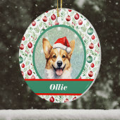 Schattigee Corgi Art met Santa Hat en Ornamenten
